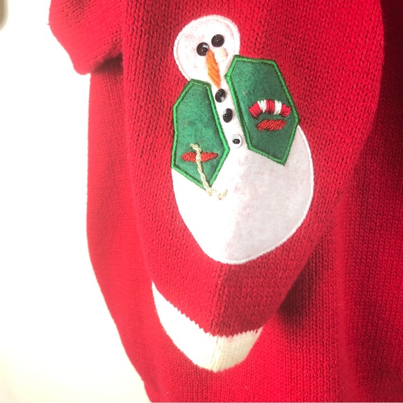 Tiara International Sweater Women L Christmas Snowmen Zip Mock Neck Ugly Unisex - Picture 6 of 16